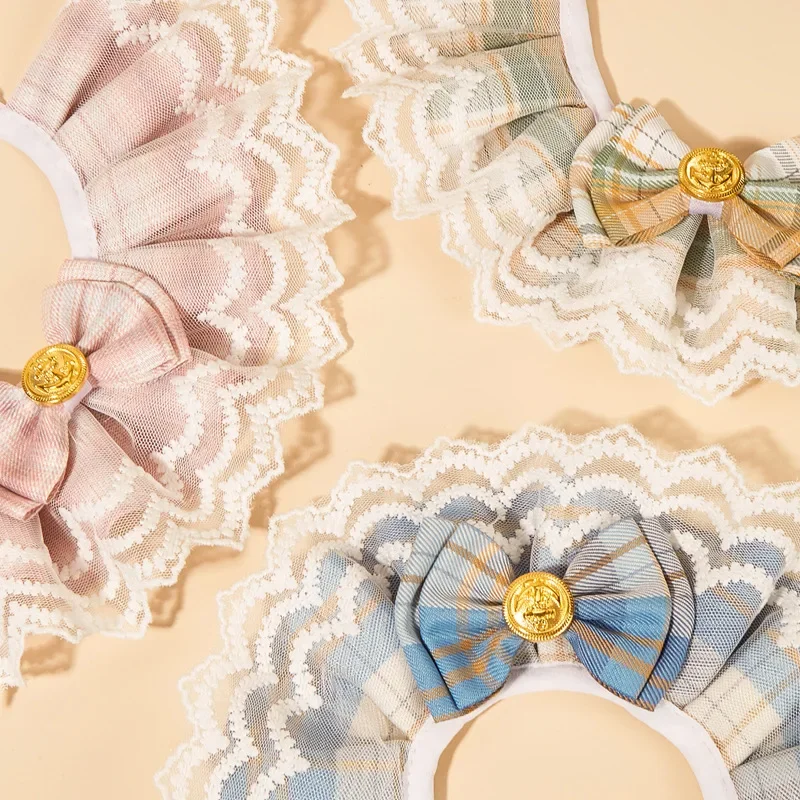 Lindo Collar de perro y gato con bordes de encaje con pajarita, toalla para Saliva, corazón para niña, accesorios para mascotas, suministros para animales pequeños - imagen 4