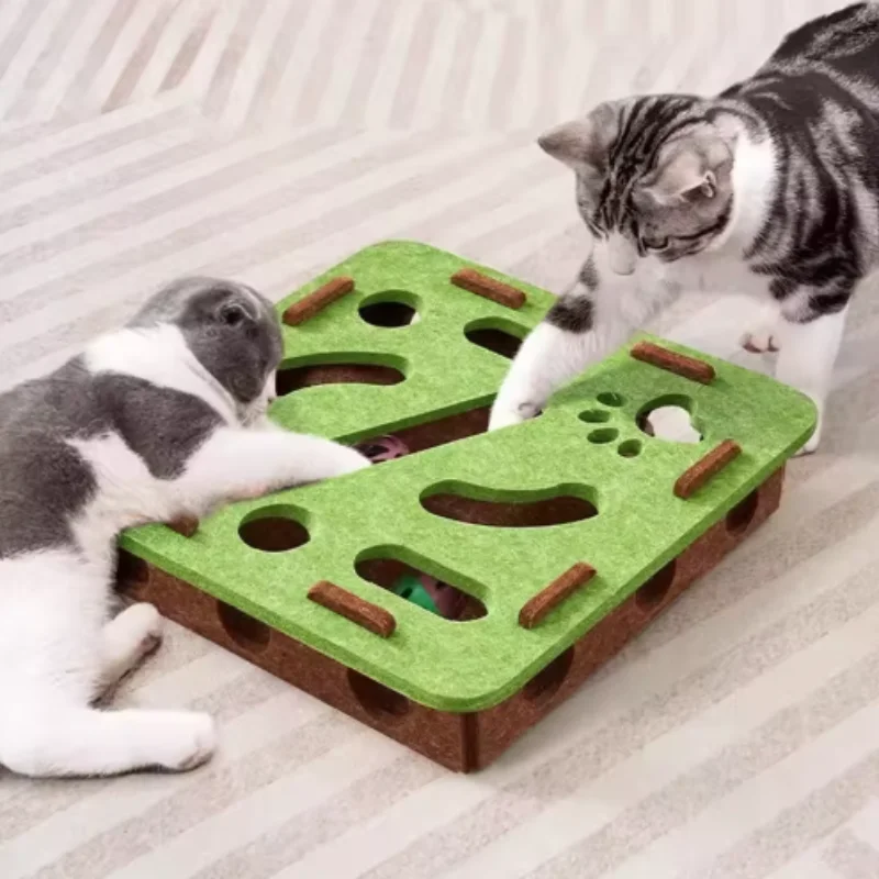 Caja de ejercicios de fieltro de juguete rompecabezas para gatos de interior con pelota-simulación de entretenimiento y caza para deportes y entretenimiento de gatos - imagen 2