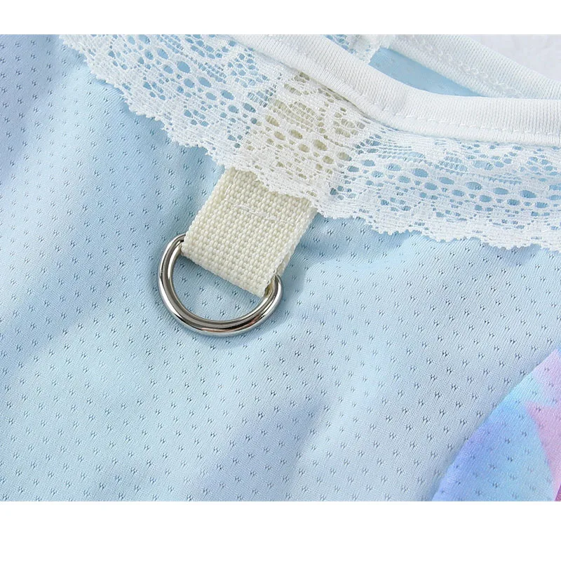 Ropa para perros, ropa refrescante de seda helada de verano, cárdigan rosa y azul para niñas, vestido para perros pequeños y medianos, vestidos para perros Chiwa Yorkie - imagen 4