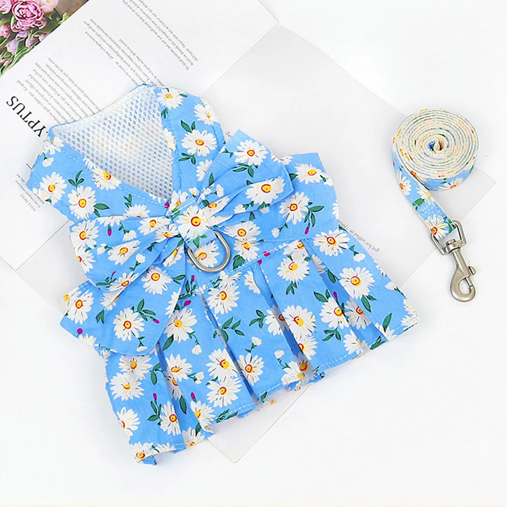 Conjuntos de arnés y correa para perros con estampado dulce, arneses para mascotas a la moda, vestido para perros pequeños, accesorios para mascotas de Pomerania y caniche - imagen 4