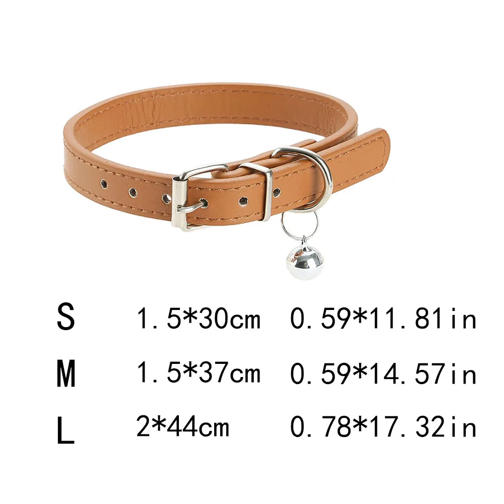 Collar de cuero para mascotas: Collar de campana de estilo simple para perros, banda plana para el cuello para mascotas con campana, Collar de cuero duradero para perros, accesorios para mascotas - imagen 5