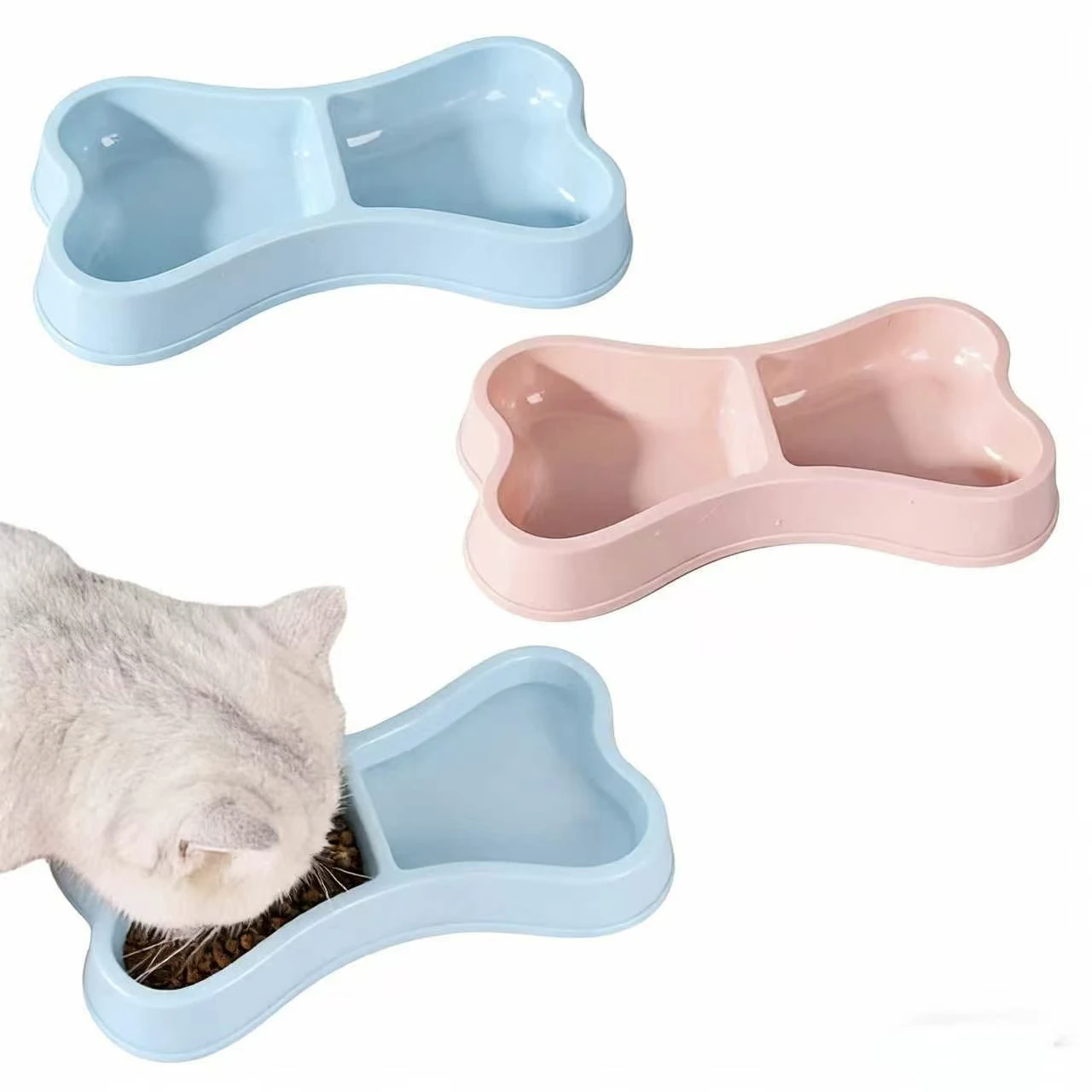 Comedero doble hueso antideslizante para perros y gatos comida y agua - imagen 5