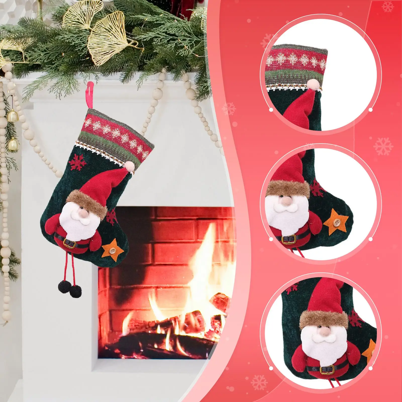 Christmas Stocking Pendant Rustic Treat Bag Christmas Decoration Hanging