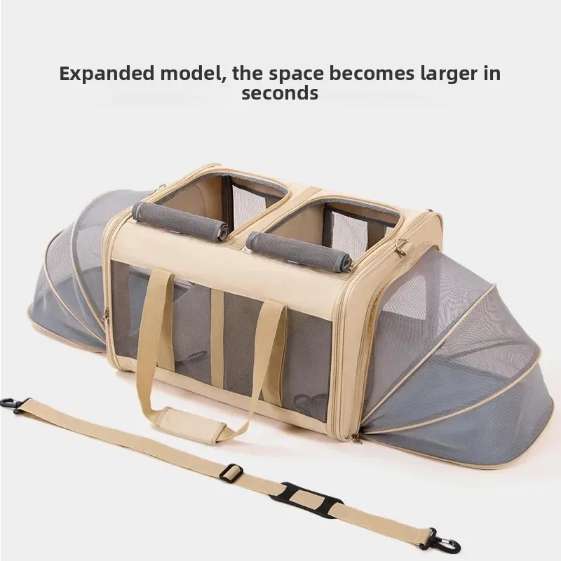 Bolsas de gran tamaño para gatos, bolsos de expansión portátiles para salir, dos gatos, aislamiento de hatchback, bolsa extraíble para mascotas, transportador plegable para mascotas
