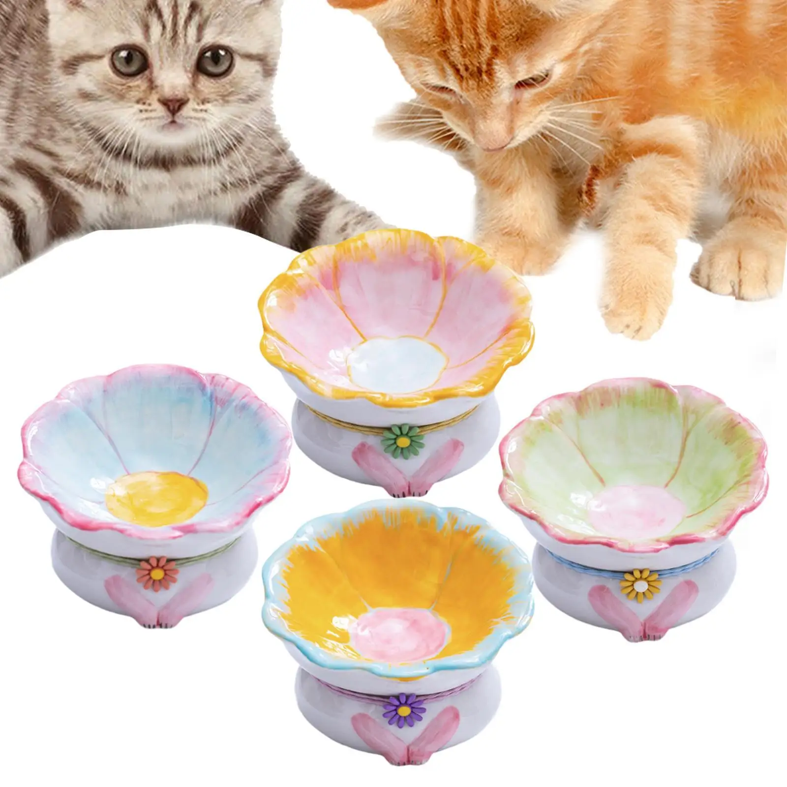 Cuenco de comida para gatos, cuenco de comida y agua para gatos, protección para el cuello, cuenco de alimentación elevado para mascotas, para cachorros, gatitos, gatos de interior