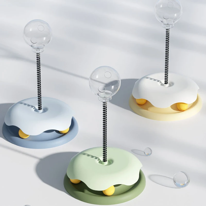 Bola giratoria interactiva para gatos, Bola de pista, campana, fugas de comida, accesorios de juguete para mascotas - imagen 2