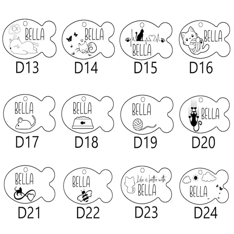 Etiqueta de identificación de gato grabada personalizada, placa de identificación de gatito con forma de pez, antipérdida, Collar de gato, accesorios para mascotas - imagen 4