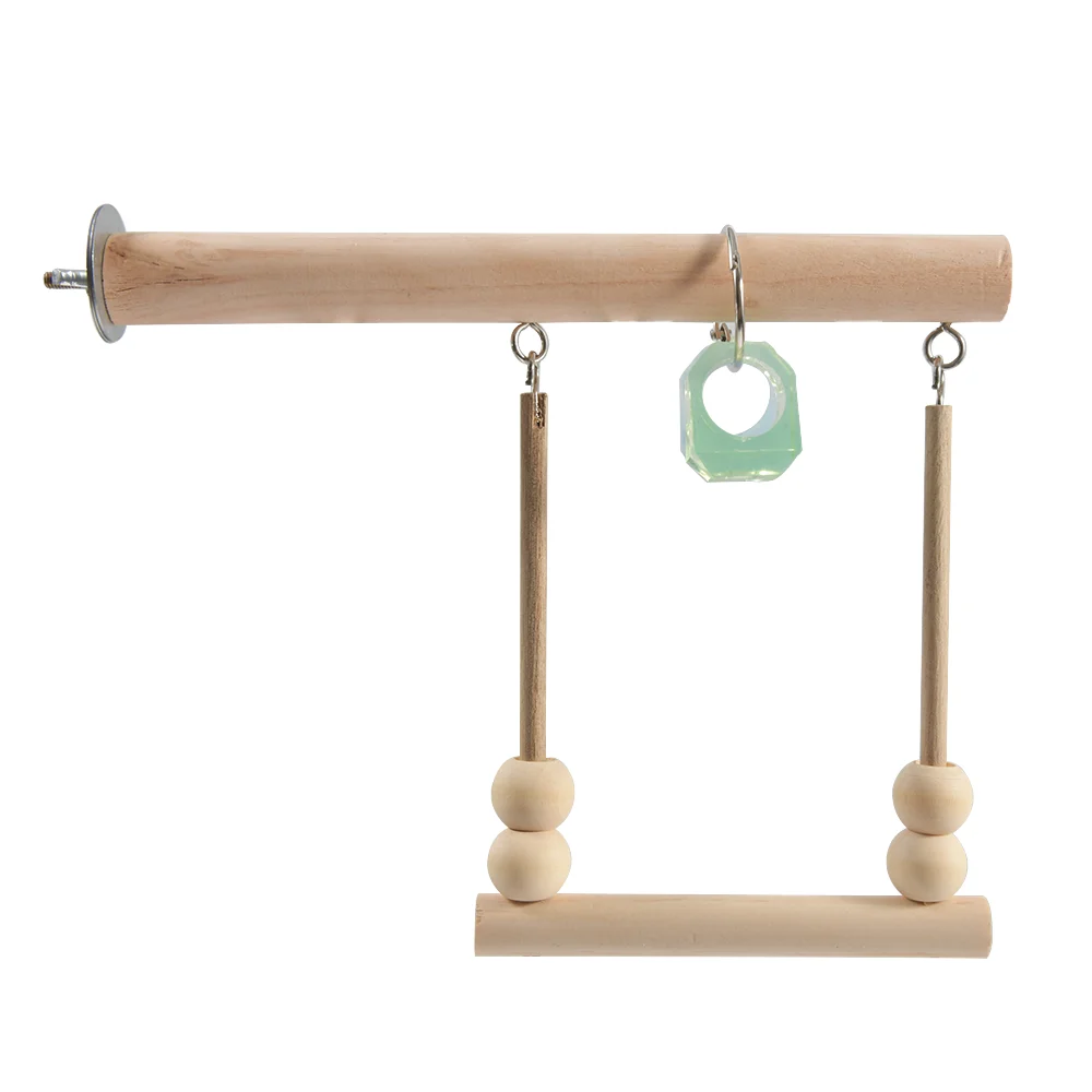 Juguete de columpio para pájaros, soporte de madera para perca de loro, soporte para juegos con jaula de cuentas para masticar, El Loro afilado en El pájaro de juguete - imagen 5