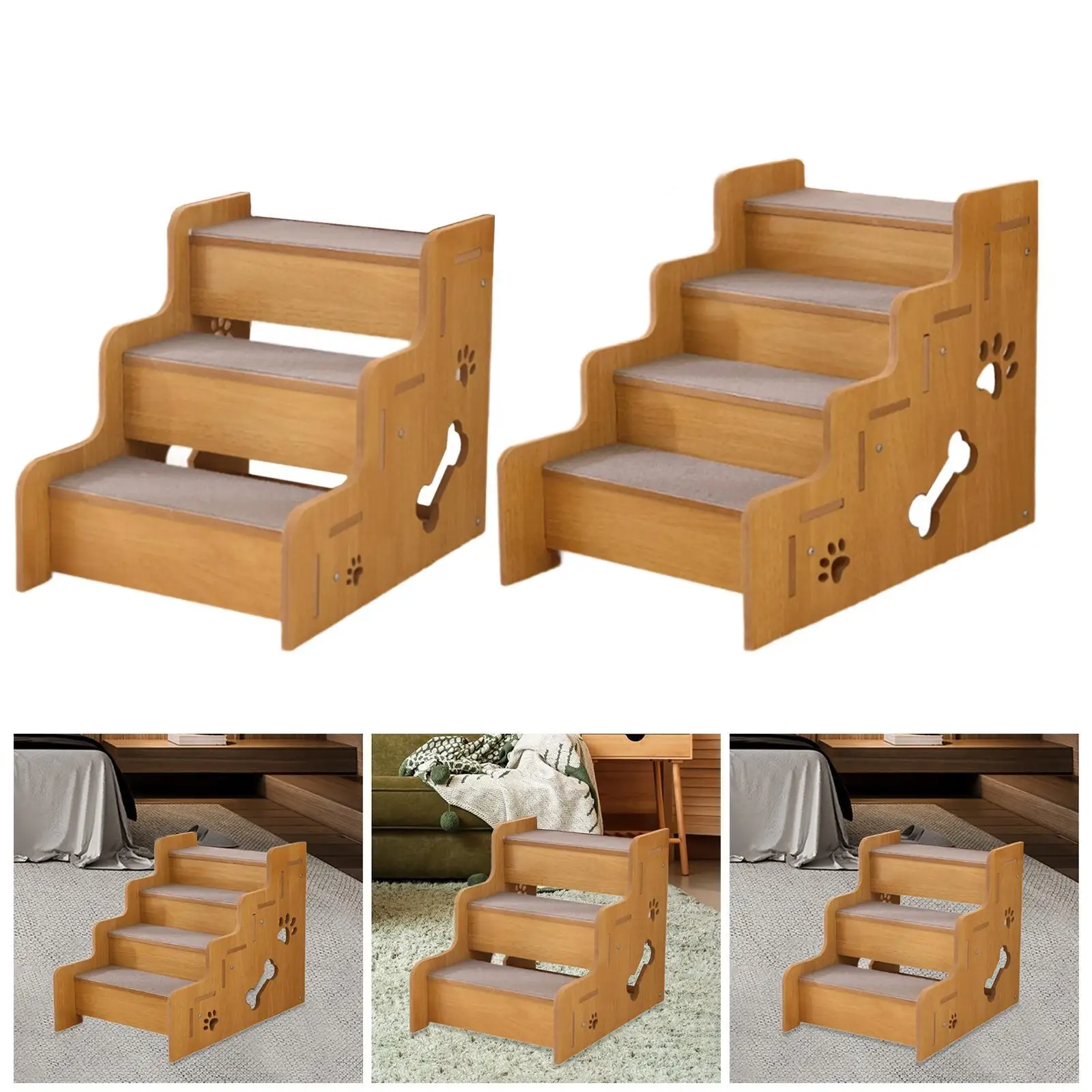 Dog Stair Stable Lightweight Portable Wooden Pet Stair for Cars Couch Bed