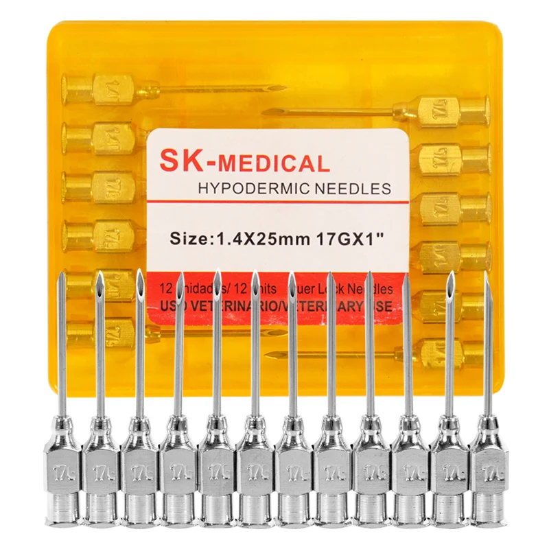 10 unids/caja de agujas de jeringa de animales de acero inoxidable, duraderas, para aves de corral, animales, cerdo, vaca, oveja, Paloma, aguja de tratamiento de vacunación