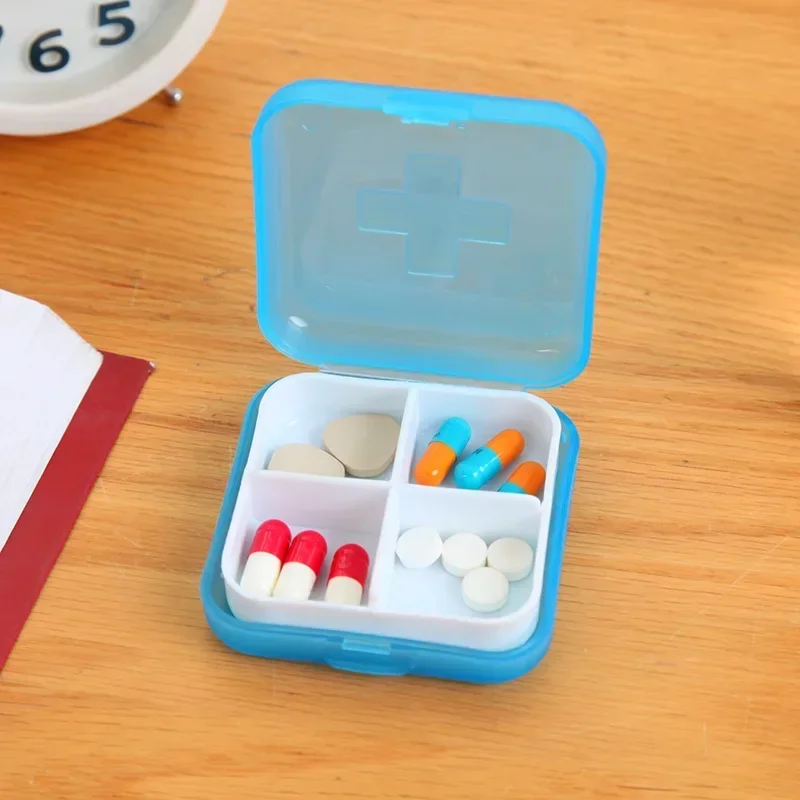 Mini estuche organizador de 2 uds., pastillero de 4 rejillas, práctico colocación de medicina, colocación de medicina de viaje, pastillero portátil para tableta - imagen 3