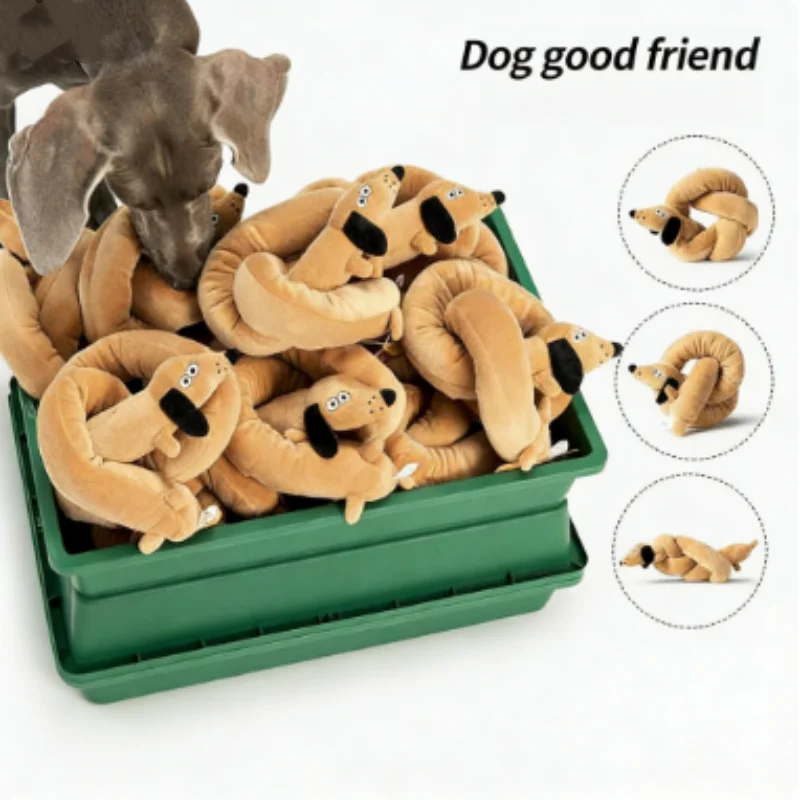 Juguete interactivo salchicha para perro chirriante y cuidado dental
