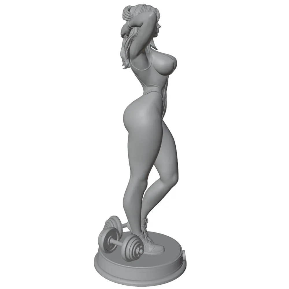 Kit miniatura resina 3D de chica fitness – Figura gris DIY sin montar - imagen 5