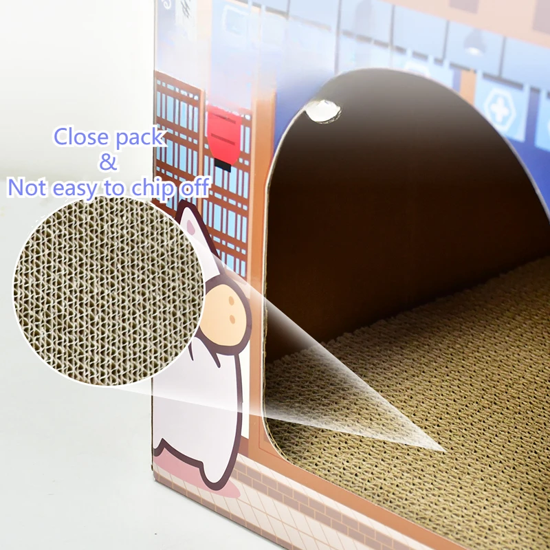 Caja de cartón para gatos, rascador Reversible, almohadilla para rascar, alfombrilla grande para villa - imagen 3