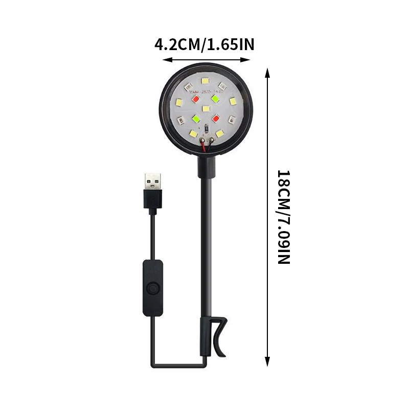Luz de acuario con adaptador LED Clip en luz de pecera, pequeña luz USB de espectro completo 360 ° Iluminación de rotación - imagen 5