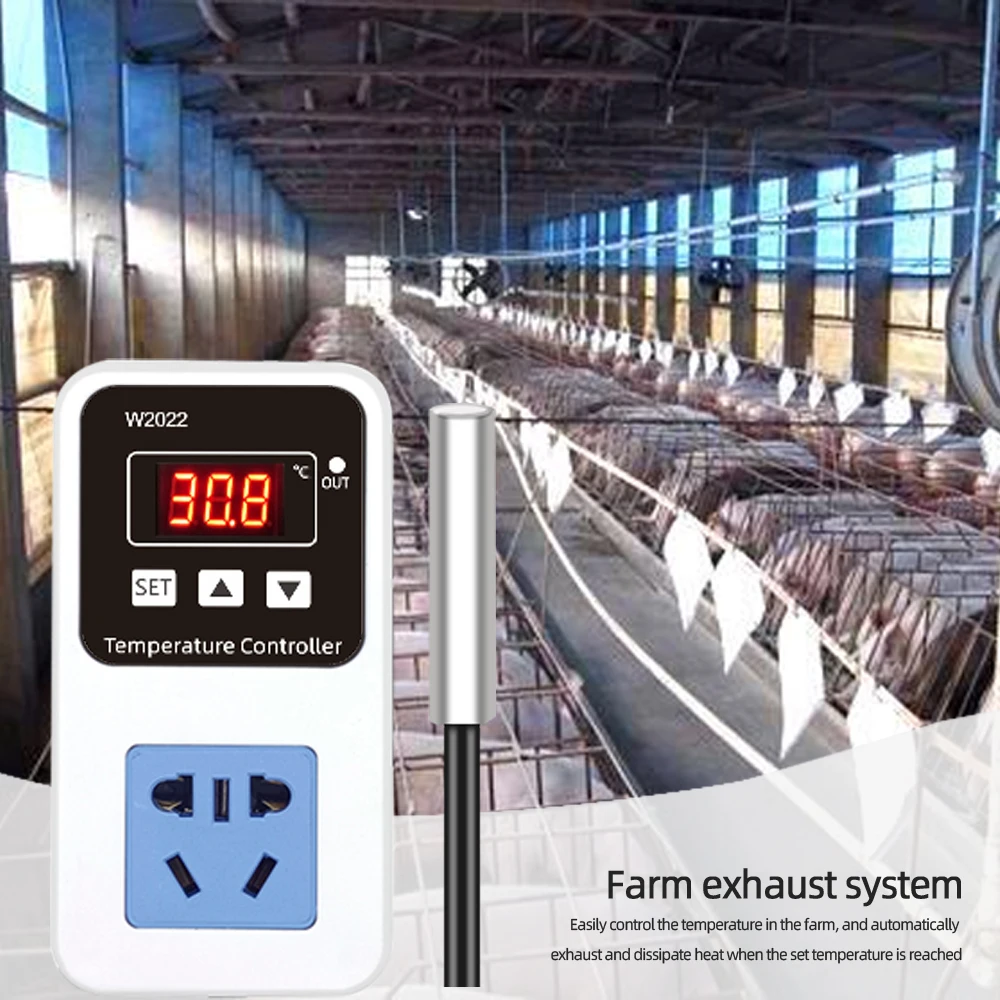 Controlador de temperatura W2022, pantalla LED AC110/220V, termostato Digital, microordenador inteligente de 1500W, Control preciso de temperatura - imagen 4