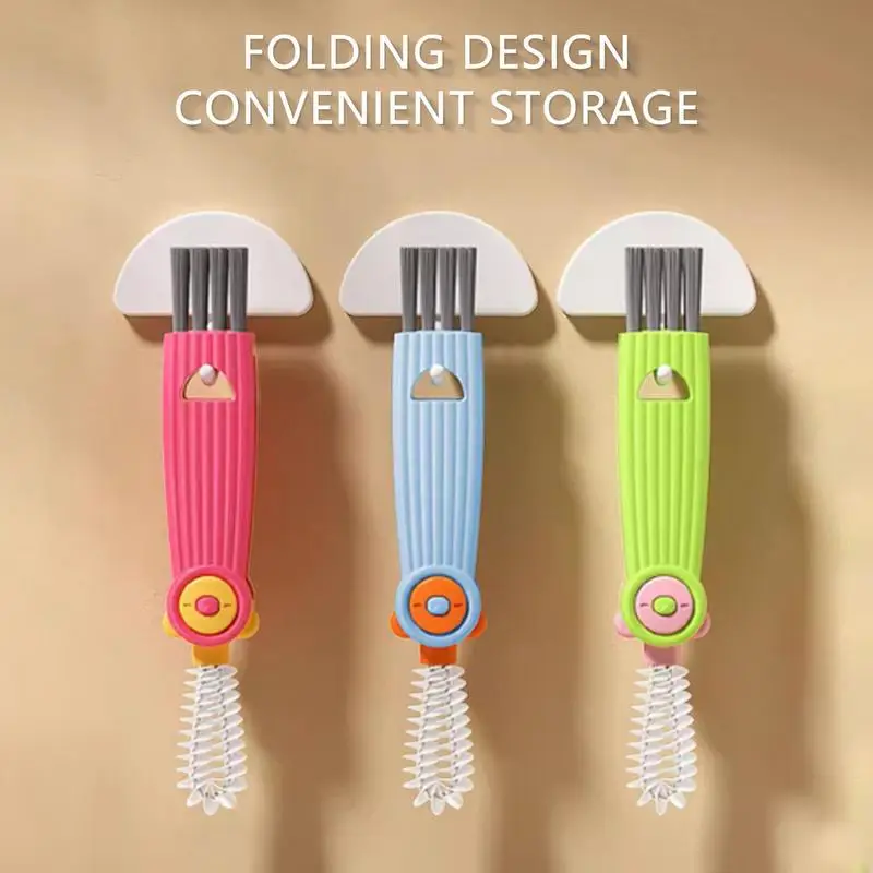 Cepillo de limpieza de tazas 3 en 1, depurador de boca de taza multifuncional, cepillo de limpieza de cocina giratorio, Gadgets, cepillos de limpieza de tapas de tazas - imagen 4