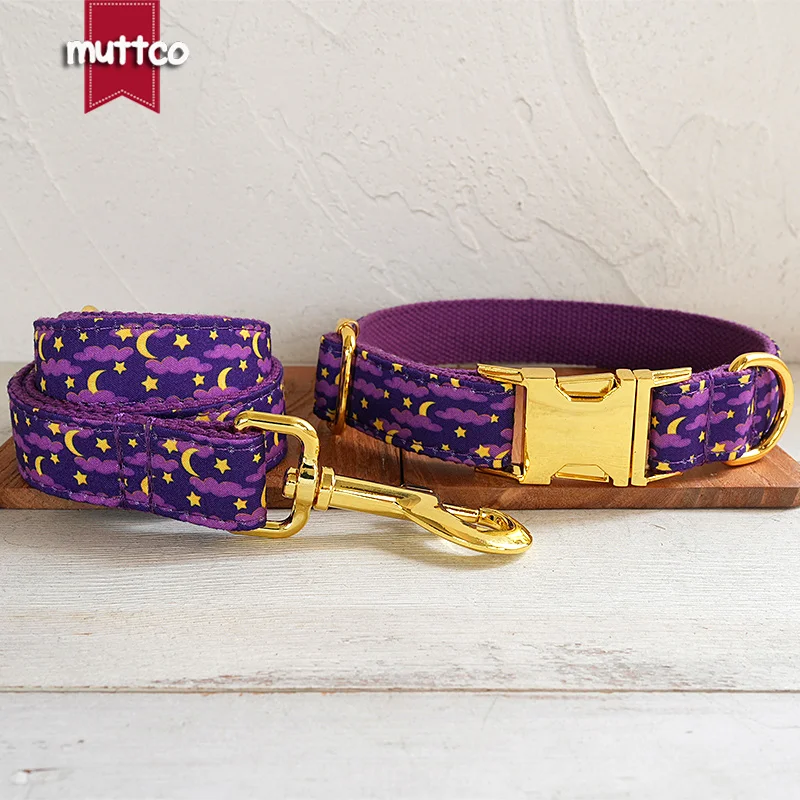 MUTTCO esta colilla para perro con motivo de luna y estrella nocturna PURPLE MOON NIGHT que añade un toque de ensueño UDC222 - imagen 4