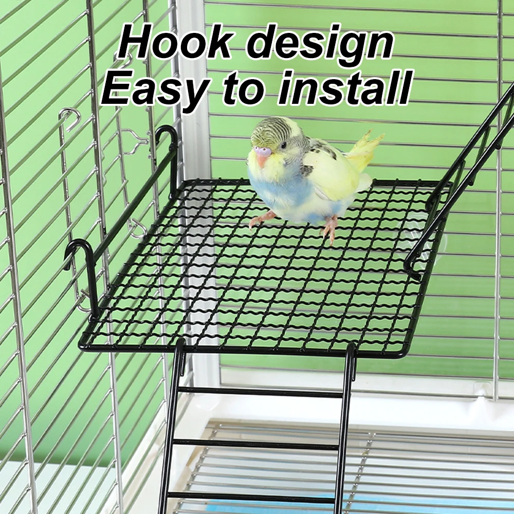 Estación de malla de acero inoxidable para loros, plataforma de juguete, plataforma de descanso, juguete de escalera para mascotas, pájaros, loros, hámsteres, suministros de decoración, 1 ud. - imagen 3
