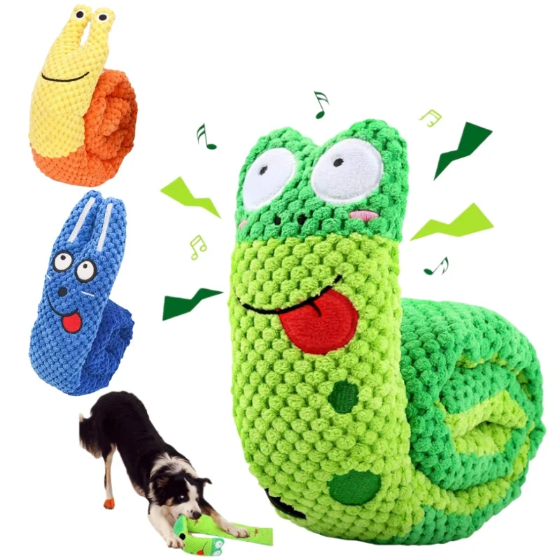 Alimentador de rompecabezas plegable para perros, juguete interactivo, estera Snuffle, juguetes de peluche para chirrido para perros, cachorros, Caracol, juguetes interactivos para perros, suministros para mascotas
