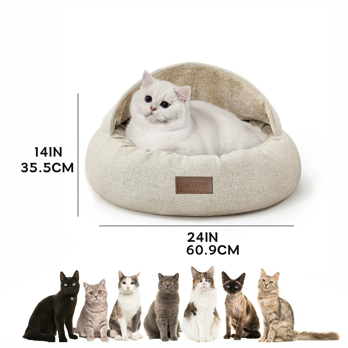 Casa para gatos cálida de invierno, cama para mascotas de tela cerrada, almohadilla desmontable para perros pequeños, gatos, uso interior en las cuatro estaciones - imagen 5