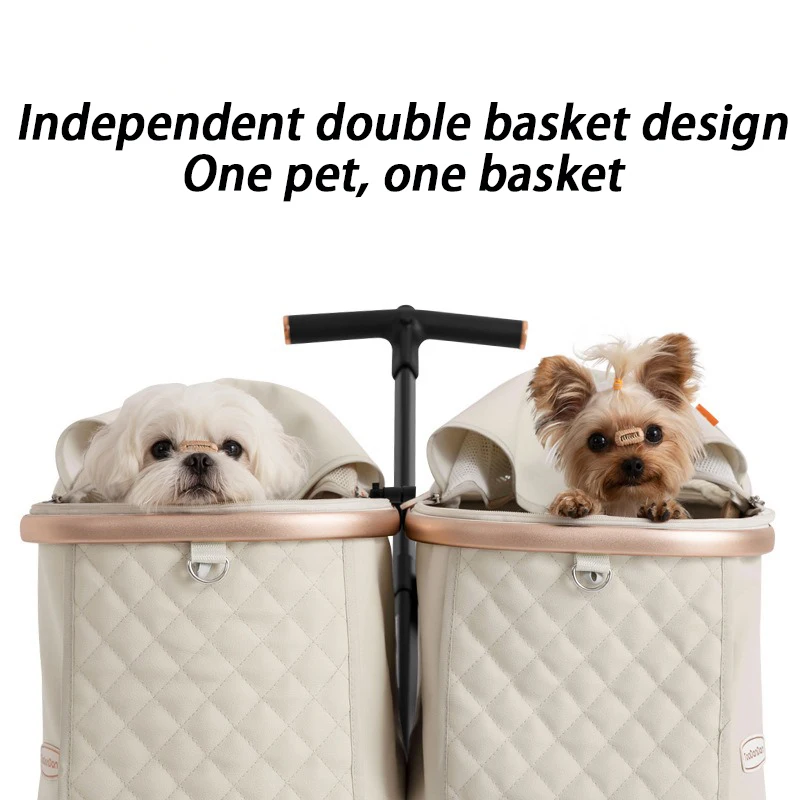 Cochecito para mascotas de 2 animales, cochecito plegable para perros pequeños y gatos, carrito transportador extraíble para cachorros, 4 ruedas, suministros para perros medianos y exteriores - imagen 2
