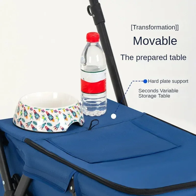 Carro para mascotas de tamaño mediano a grande, cochecito de bebé de peluche para perros y gatos para uso al aire libre, carrito pequeño para mascotas, ligero y plegable - imagen 3