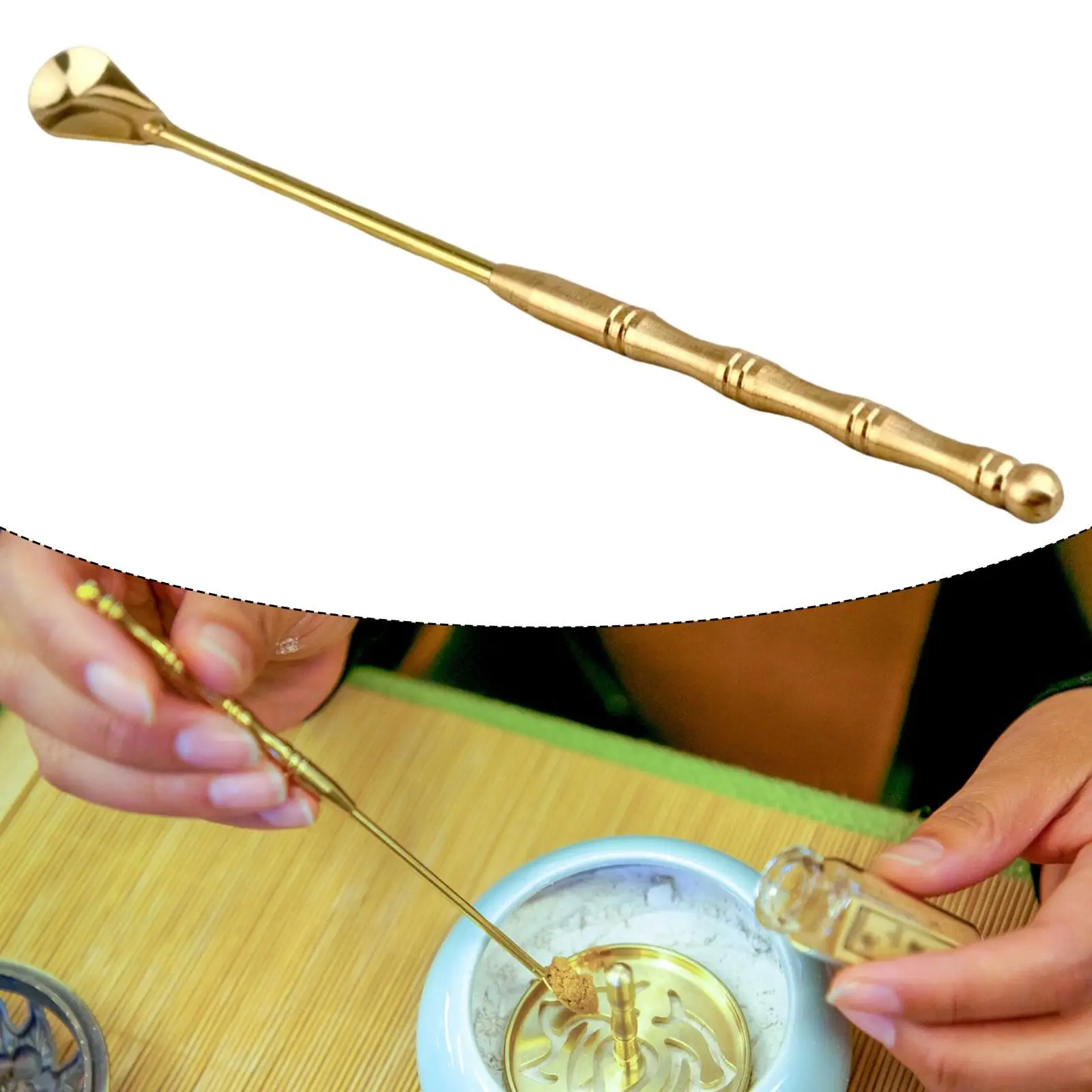 Copper Incense Spoon Incense Equipment Long Handle Professional for Incense Burner for Meditation Festivals Party Room