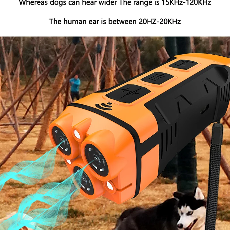 Repelente de perros ultrasónico 3 en 1, Mini entrenador de perros antiladridos, dispositivo de entrenamiento de ladridos de perros recargable, repelente de perros con luz LED - imagen 2