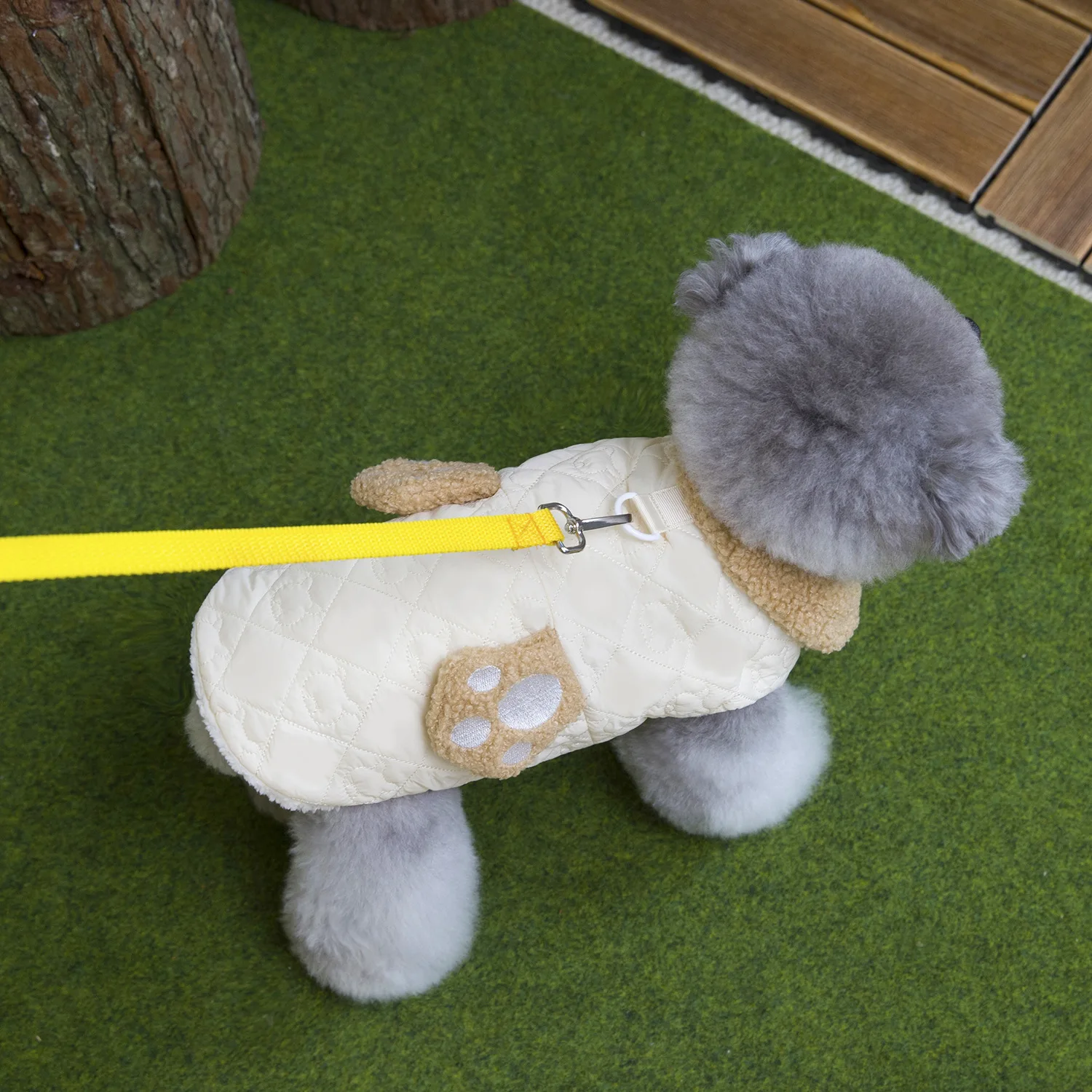 Abrigo cálido grueso con cuello de felpa para otoño/invierno para mascotas, abrigo de dos patas para perros al aire libre, suéter para perros pequeños, ropa para cachorros - imagen 3