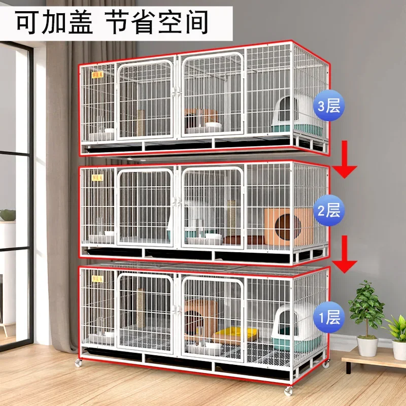 Jaula grande de cría para perros pequeños con divisor, conejos y gatos