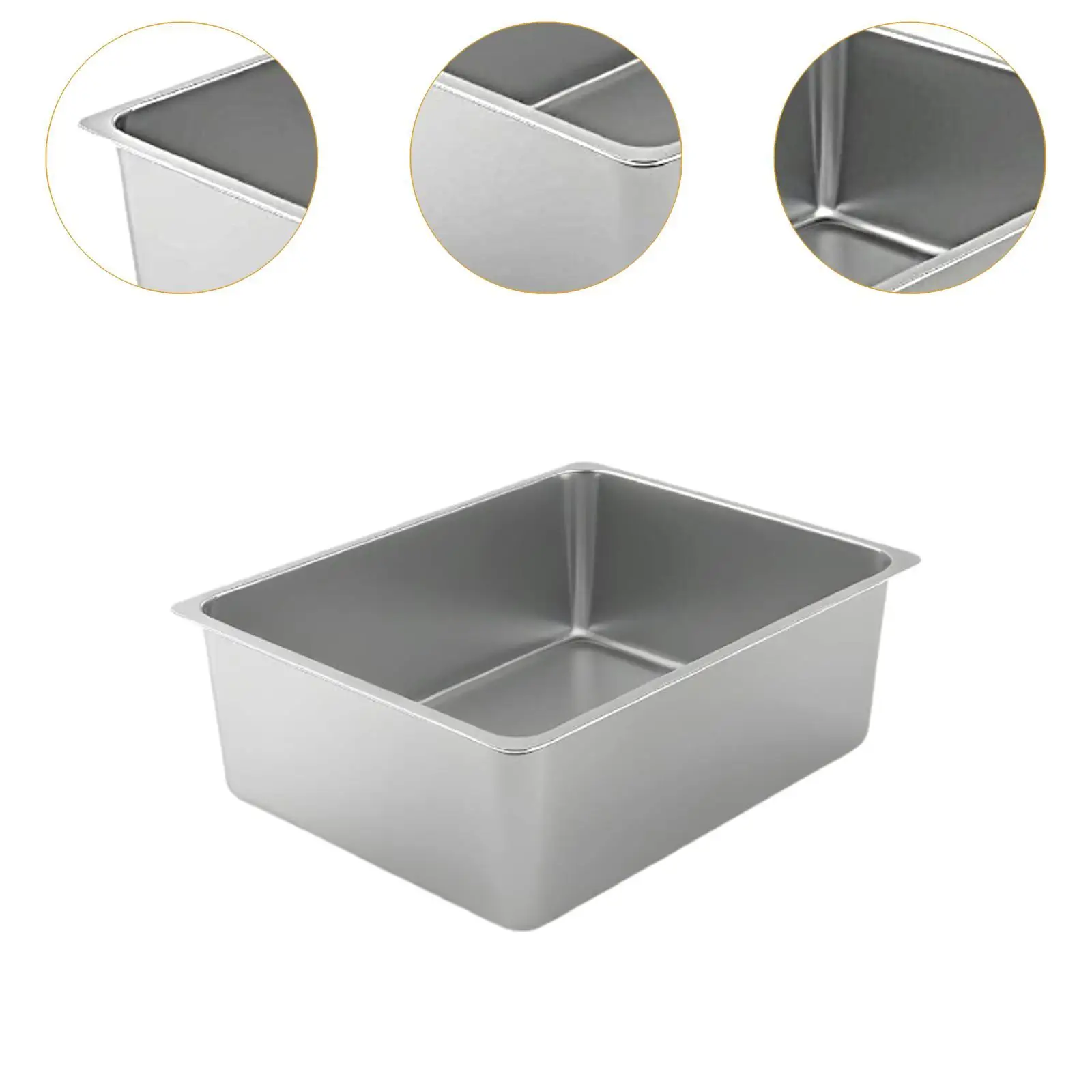 Caja de arena para gatos de acero inoxidable con sartén para gatitos portátil de alta cara, contenedor de arena para inodoro para gatos, sartén para conejos - imagen 5