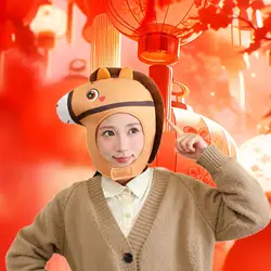 Lindo sombrero de caballo de peluche suministros de fiesta cómodo para hombres mujeres gorra de cosplay tocado disfraz de Halloween para carnaval mascarada