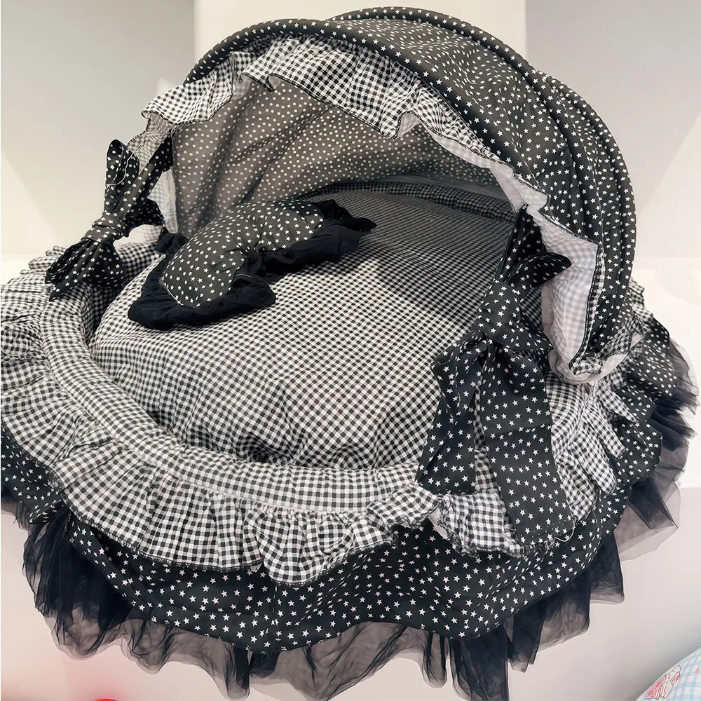 Nido para mascotas de algodón puro de estilo nórdico, nido de seguridad para gatos semicerrado cálido, casa para mascotas engrosada, suministros para perros y gatos - imagen 4