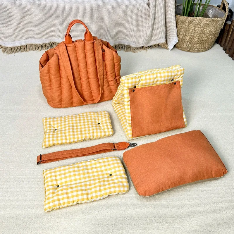 Bolsa para mascotas de gran capacidad, bolso a cuadros para salir de perros y gatos, diseño Simple y bonito, bolsa portátil para suministros de productos para mascotas, accesorios de viaje - imagen 5