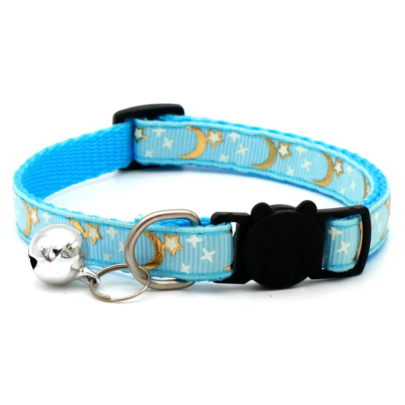 Collar para perro y gato, Color dorado, estrellas y luna, Collar para mascotas con campana y separador de Material PP, cubo de seguridad reflectante, seguro y sólido - imagen 5