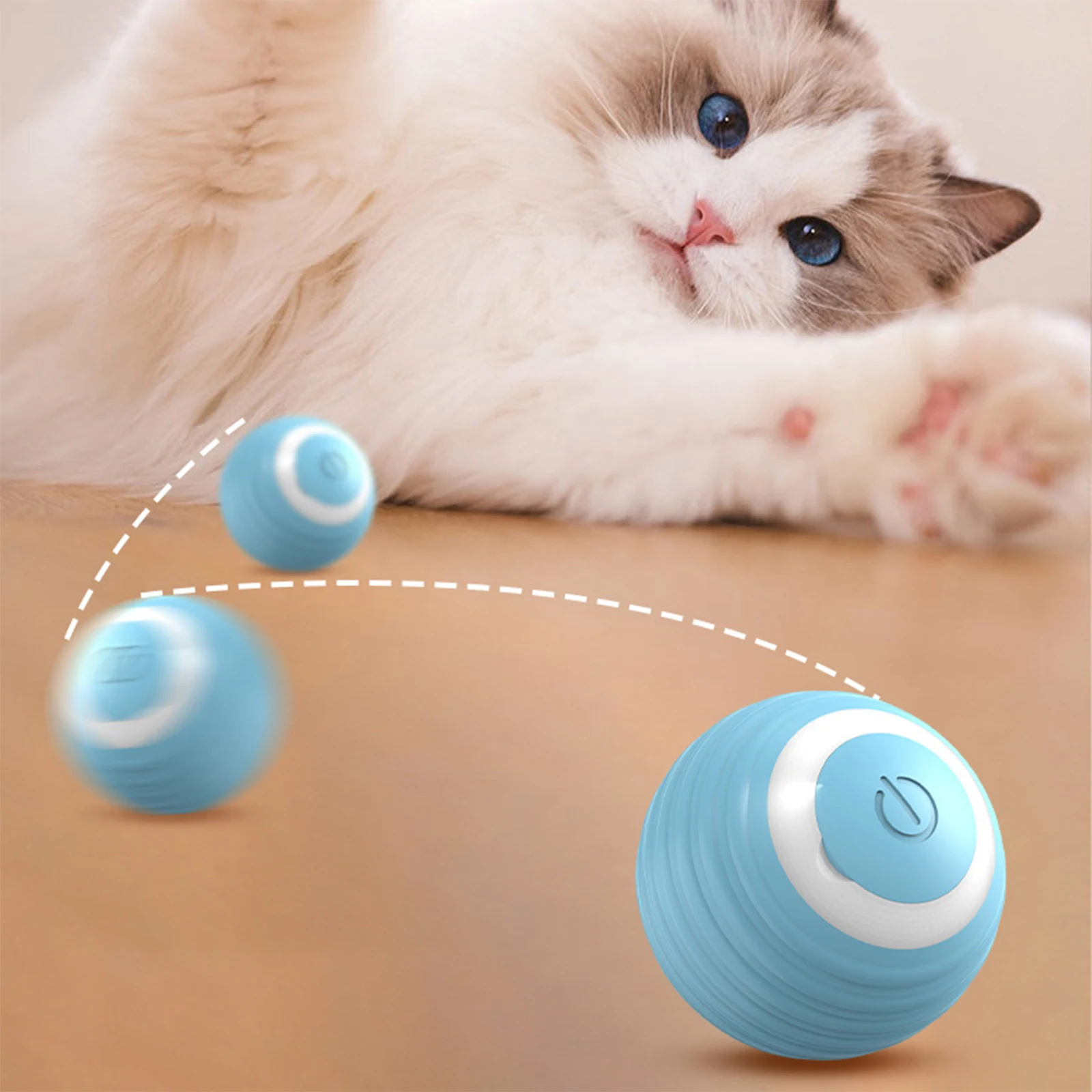Juguetes eléctricos con pelota para gatos, juguetes inteligentes con rodamiento automático, interactivos para entrenamiento de gatos, juguetes para gatitos móviles para jugar en interiores - imagen 2