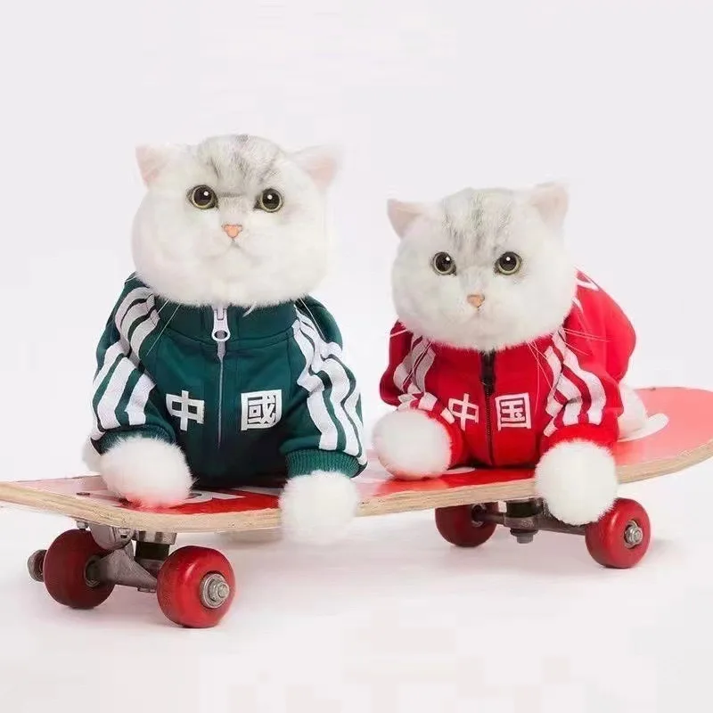 Sudadera deportiva de moda china para Bulldog Francés, ropa roja sólida para caminar con cremallera para gatos, ropa personalizada para cachorros medianos para mascotas - imagen 5