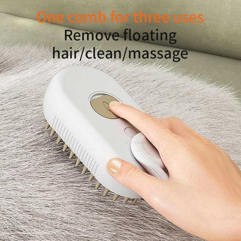 Cepillo de vapor para mascotas, limpieza de perros y gatos, masaje en aerosol vapor, peine de belleza 3 en 1, suministros de aseo para depilación, accesorios para mascotas