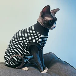 Camiseta rayada para gatos Sphynx y Devon Rex – Abrigo de primavera