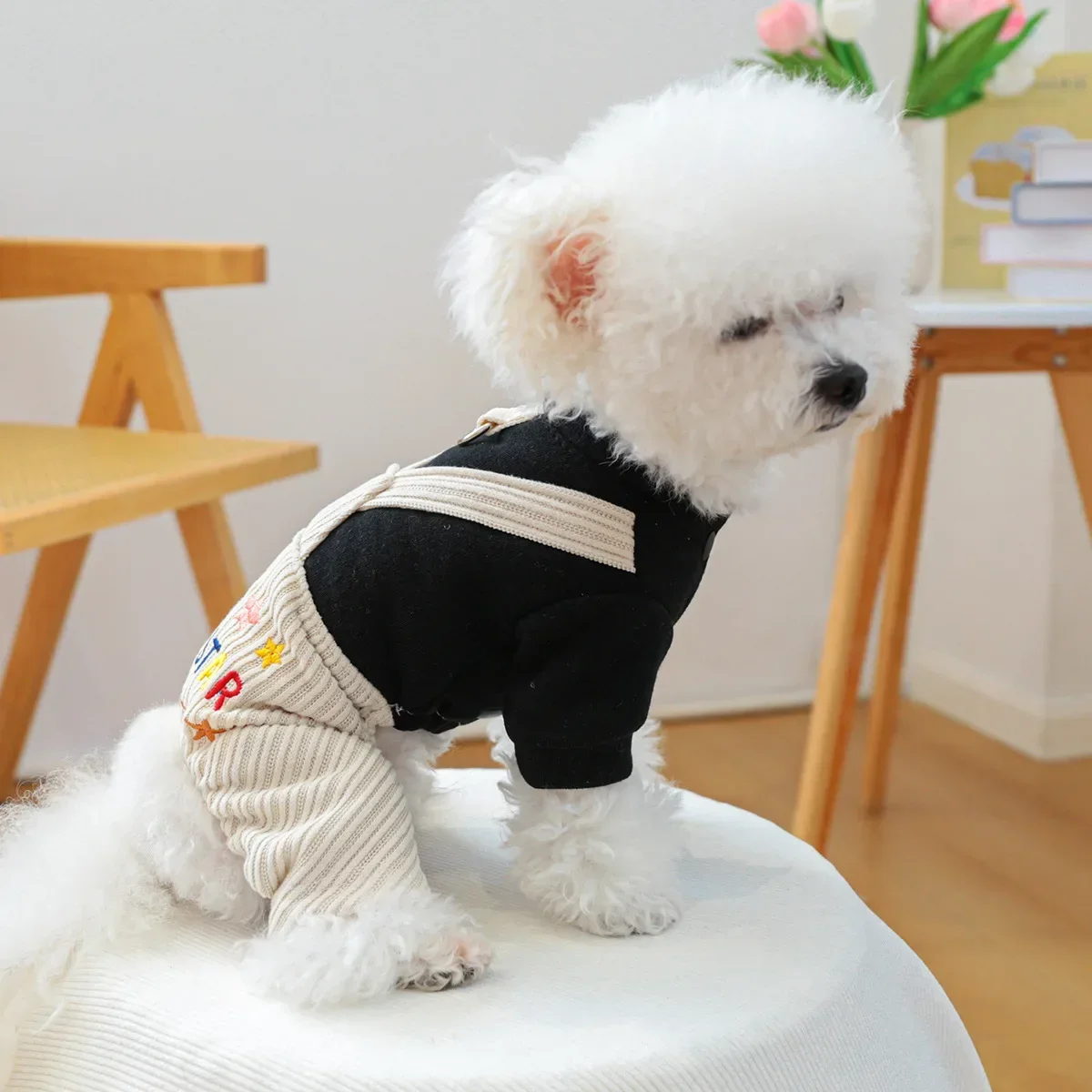 Monos de pana con forma de estrella para mascotas, pantalones bonitos de cuatro patas para mascotas, mono para cachorros y gatos, ropa, monos con estrellas de otoño e invierno - imagen 4