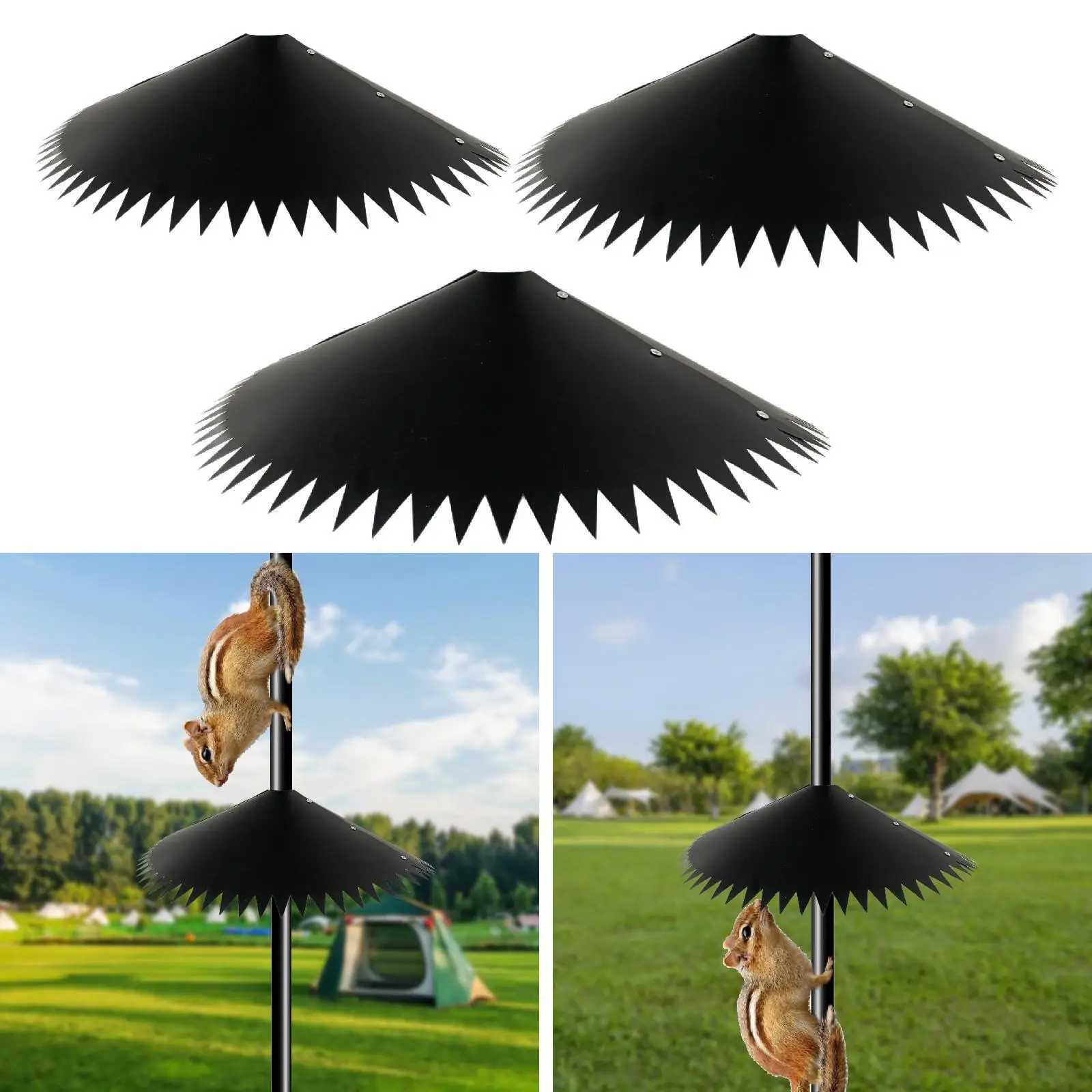 Squirrel Dome Baffle for Bird Feeder Pole for Garden Patio with Spiked Edges