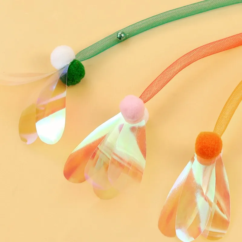 Juguete para gatos, palo de mariposa para gatos, red elástica, juguetes interactivos para gatos, pelota de lana resistente a mordeduras, juguetes para gatos, juguete para burlas con campana - imagen 4