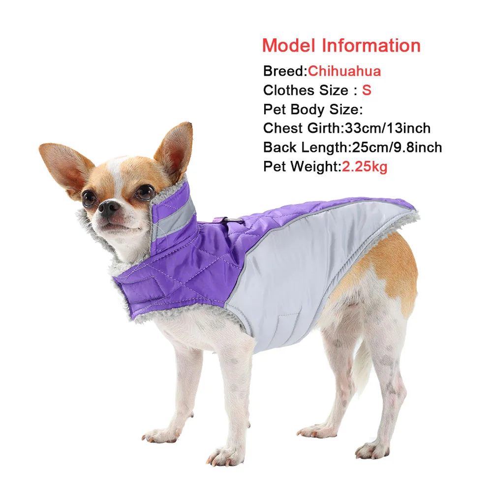 Abrigo cálido para cachorros, chaqueta gruesa de lana para invierno, ropa para perros pequeños y medianos, disfraz reflectante para Chihuahua Yorkie, trajes para mascotas - imagen 5