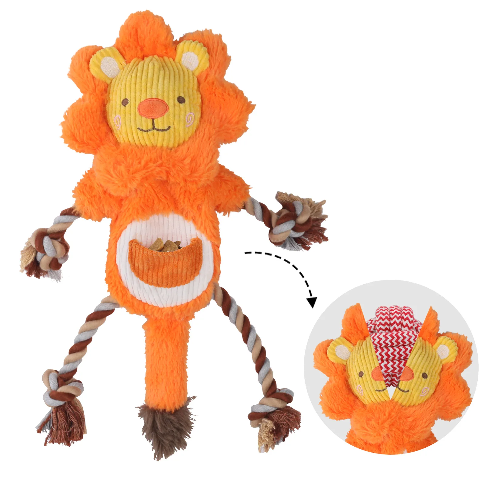 Juguete interactivo de peluche para perros con nudo para mascotas, juguete para perros que puede ocultar comida, juguetes para perros che olfatear, accesorios para perros Pomerianos para cachorros - imagen 5