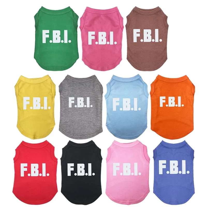 Ropa con patrón del FBI para perros, camiseta de verano para perros pequeños y medianos, chaleco para gatos y cachorros, disfraz para mascotas, envío directo - imagen 3