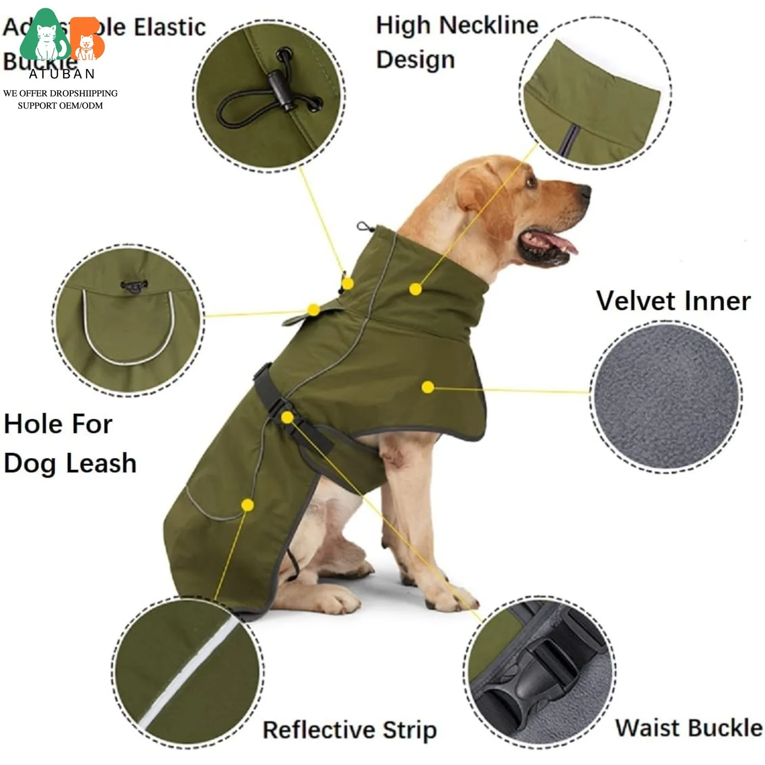 Chaqueta impermeable para perros con forro polar reflectante - imagen 5