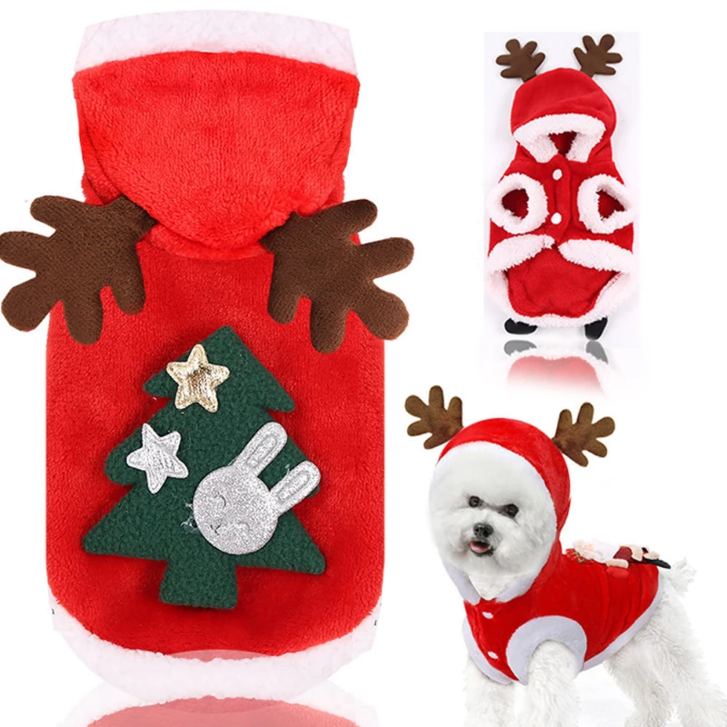 Ropa de Navidad para perros, abrigo para mascotas, accesorios para mascotas, abrigo para mascotas de alce, disfraz de vacaciones para perros y gatos, abrigo de Año Nuevo - imagen 3