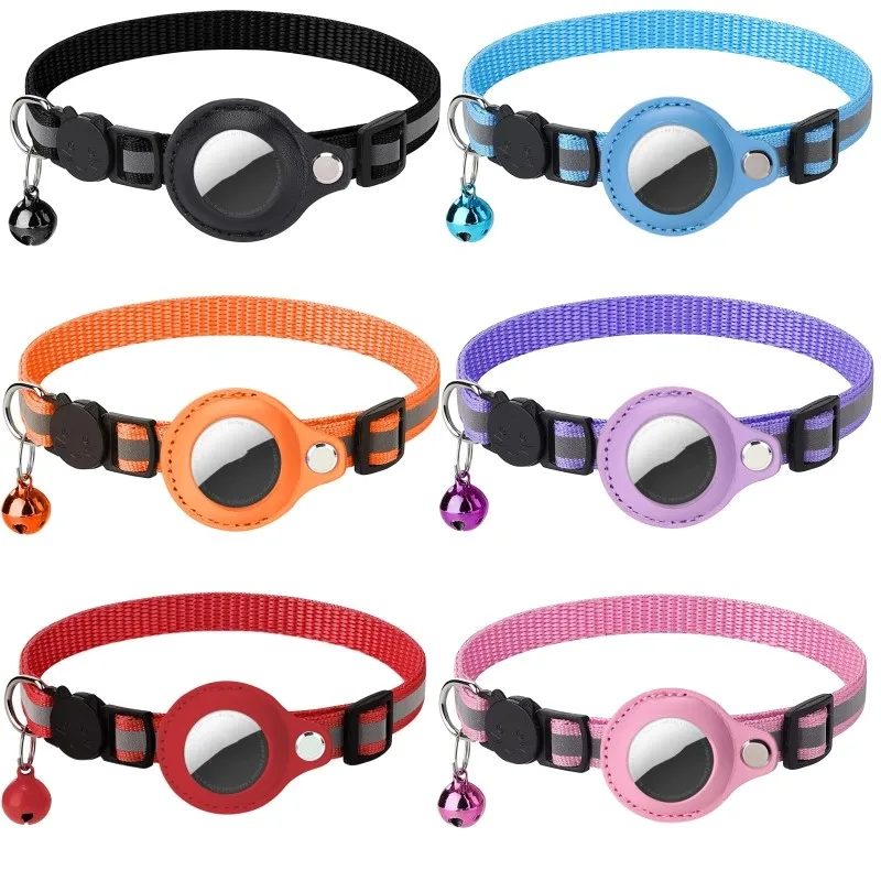 Funda para Apple Airtag, Collar con campana para perro y gato, localizador GPS, funda protectora reflectante para rastreador de etiquetas de aire, Collar Airtag para perro mascota - imagen 2