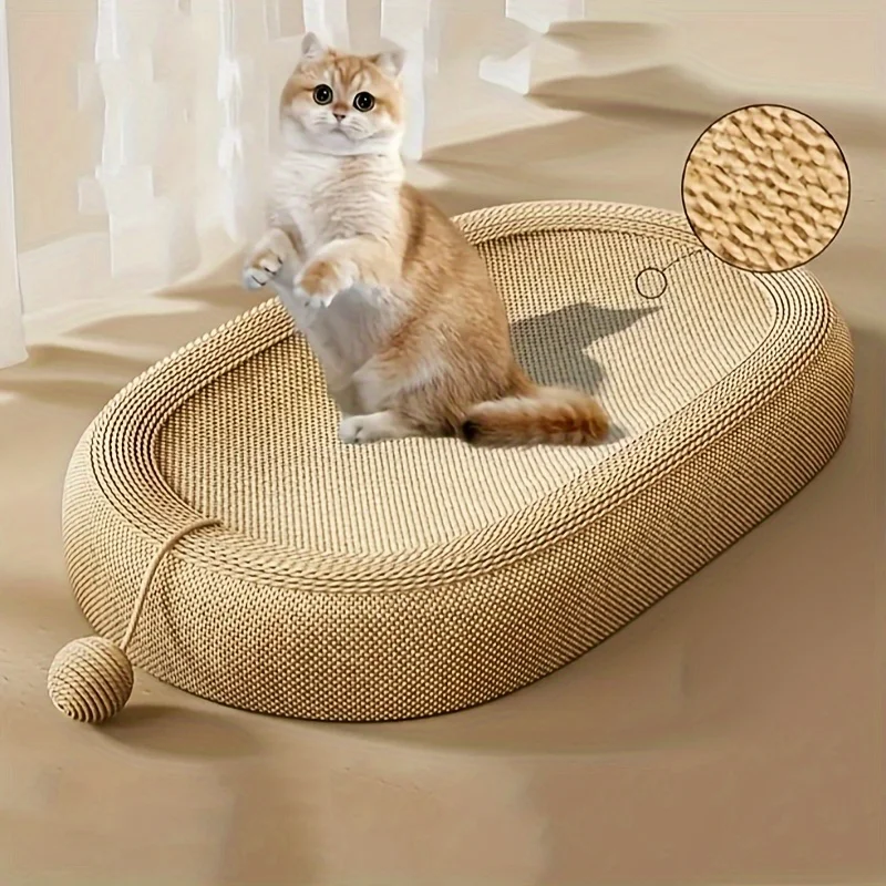 Rascador ovalado de cartón para gatos – Cama 2 en 1 con sisal - imagen 2